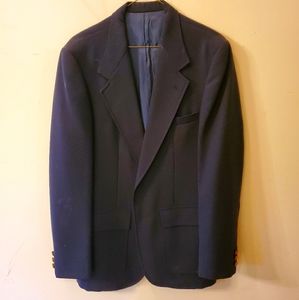 Navy suit jacket with gold buttons